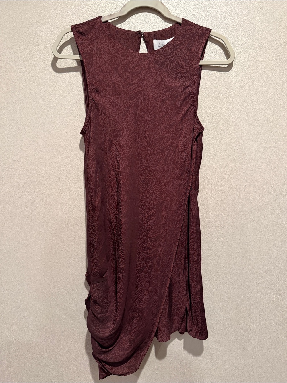 NWT L'Academie The Grazielle Paisley Print Jacquard Mini
Dress Medium Burgundy